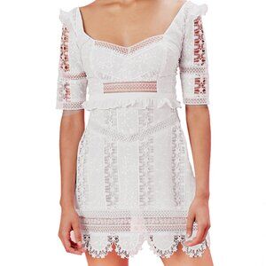 For Love and Lemons Amandine white lace mini dress size small